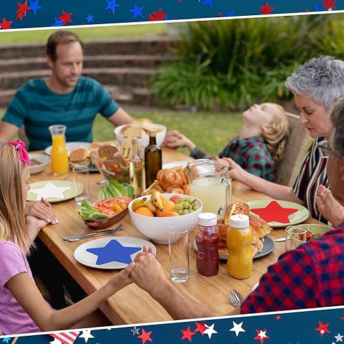 Vista 16 de Nuanchu 200 servilletas de papel desechables patrióticas con la bandera estadounidense, 4 de julio, color rojo, blanco y azul, para el Día