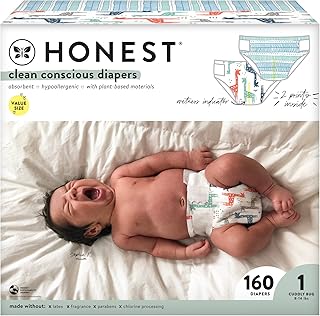 The Honest Company Clean Conscious Diapers | Plant-Based, Sustainable | Dots & Dashes + Multi-Colored Giraffes | Super Clu...