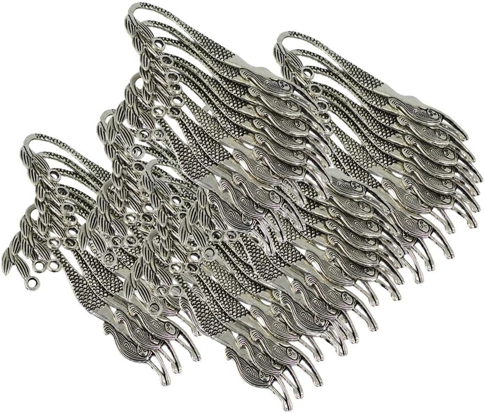 80pcs Vintage Tibetan Mermaid Bookmark with Loop F/Adults Office Reading