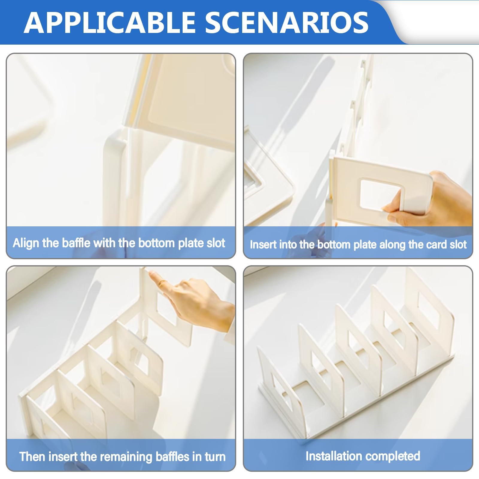 GOMETY Organizador de Escritorio para Archivos, 4 Compartimentos, Extraíble