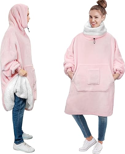 PAVILIA Manta Sherpa con capucha para mujeres y hombres, sudadera con capucha de gran tamaño, manta con capucha para calentar el cuello, forro polar