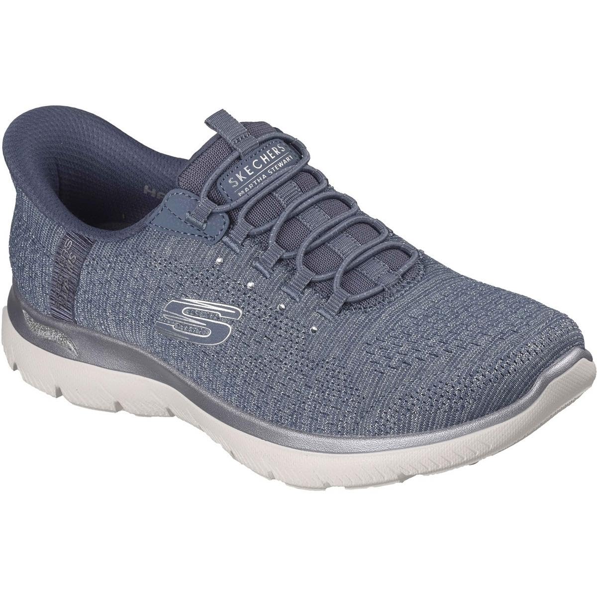 Skechers Women's Blue Arch Fit Summits - Soft Shimmer Textile Slate Standard Trainers Uk Size 3