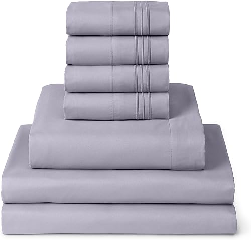 Miniatura 78 de Mellanni - Juego de sábanas King de 6 piezas de la colección Iconic, (incluyendo 4 fundas de almohada), bolsillo extraprofundo de 21 pulgadas, fácil