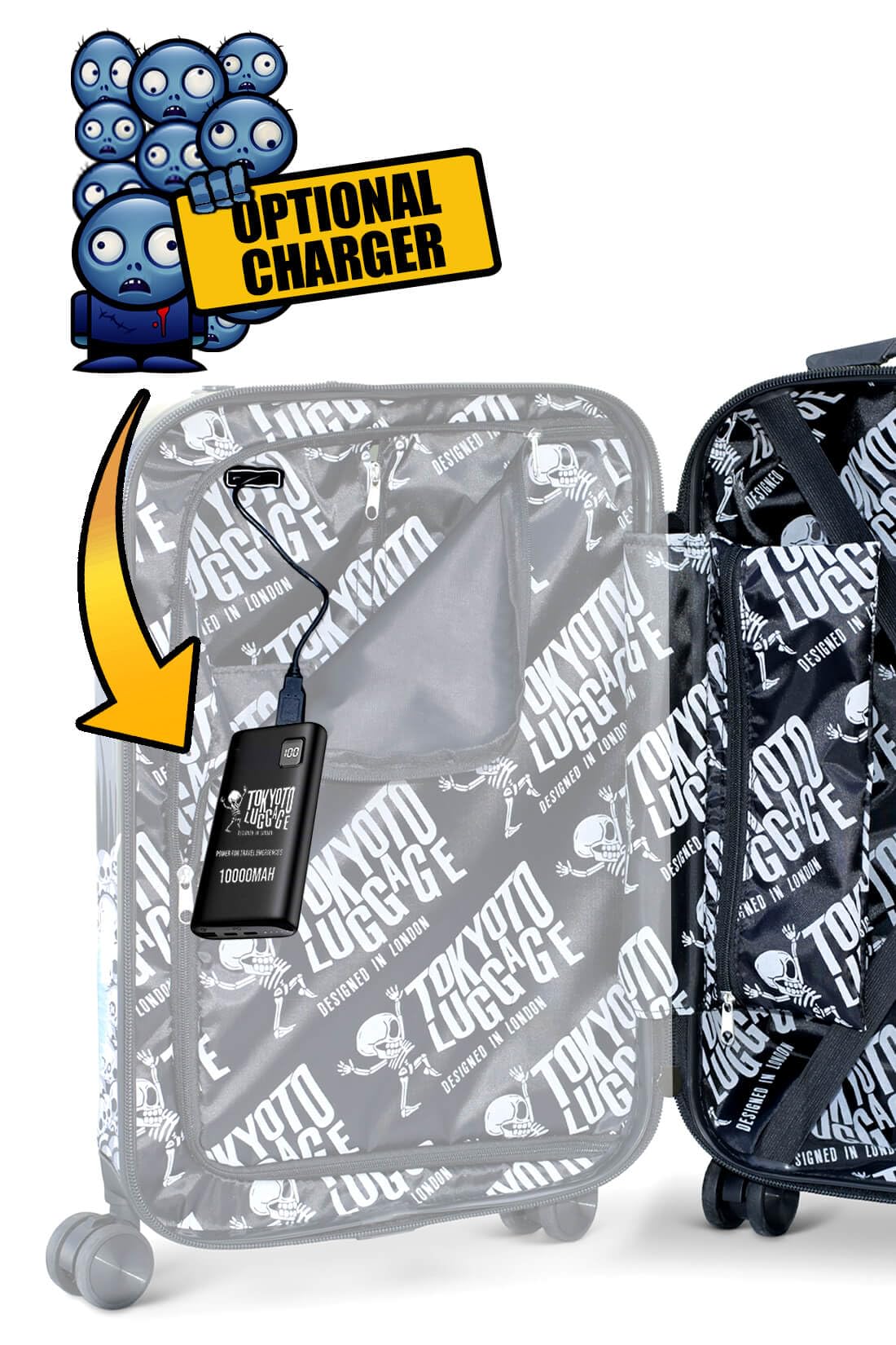 TOKYOTO - Maleta de Cabina Juvenil Infantil Niños Niñas Fans de Superhéroes Comics Dibujos Animados Trolley Equipaje Mano Cargador USB 10000mAh 55x35x20 cm | Maleta Rígida Ruedas Dobles White Soldier