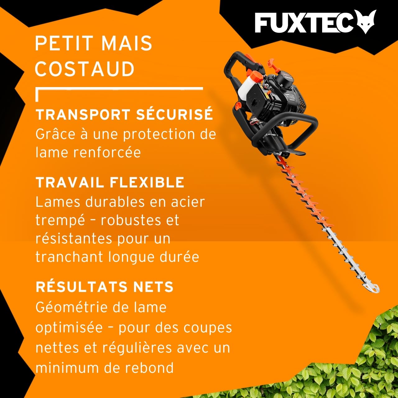 FUXTEC Taille-Haies Thermique FX-MH123ECO – Moteur 2T 25,4 cm³, Lame 560 mm, Coupe 28 mm, Ergonomique & Vibrations réduites