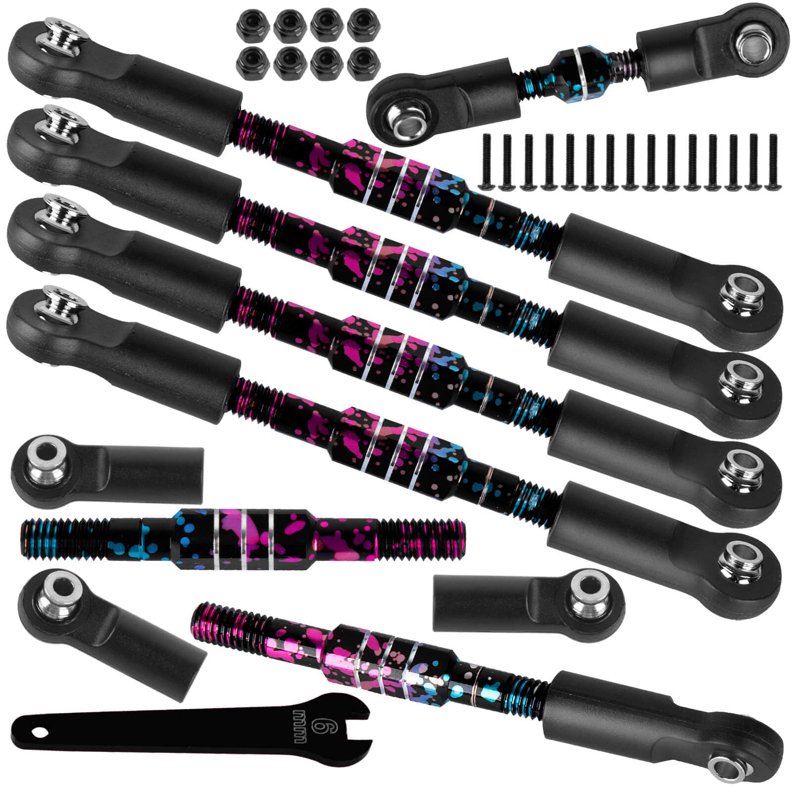 BRCatWPark RC Turnbuckles Camber Links Upgrades Part for 1/10 Slash 4WD VXL Rustler 4WD VXL Stampede 4WD VXL Bandit 4WD VXL,Aluminum Adjustable