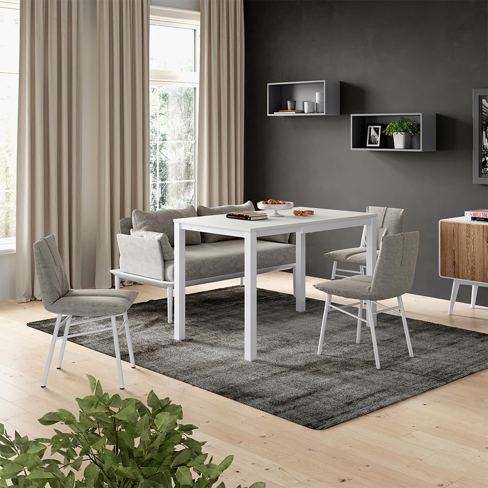 Vicco Mesa de Comedor Granny, Blanco, 80-120 x 70 cm