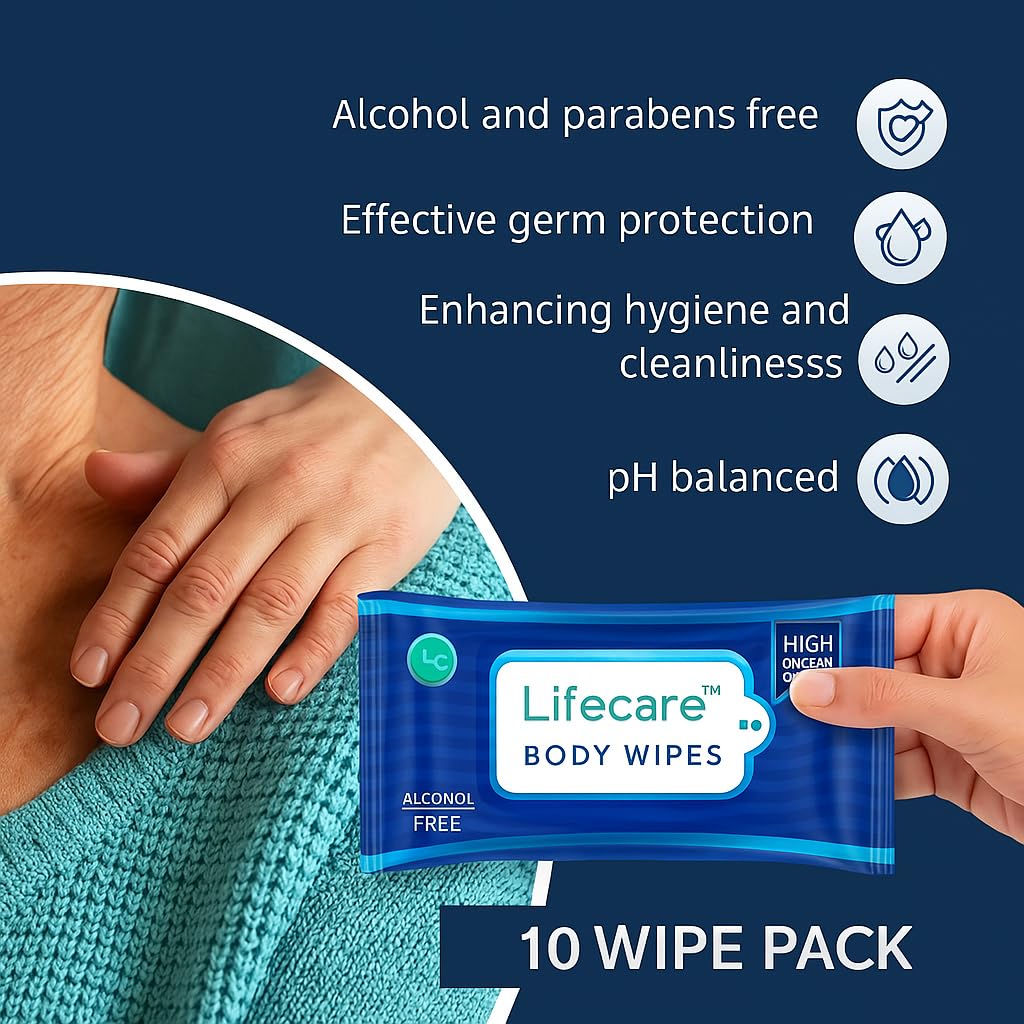 Ank Lifecare Body wet wipes for men and women| Big size(32cmx32cm) - for All skin type| Cleansing and Moisturises Natural Antibacterial PACK OF 1(10 NOS) 3