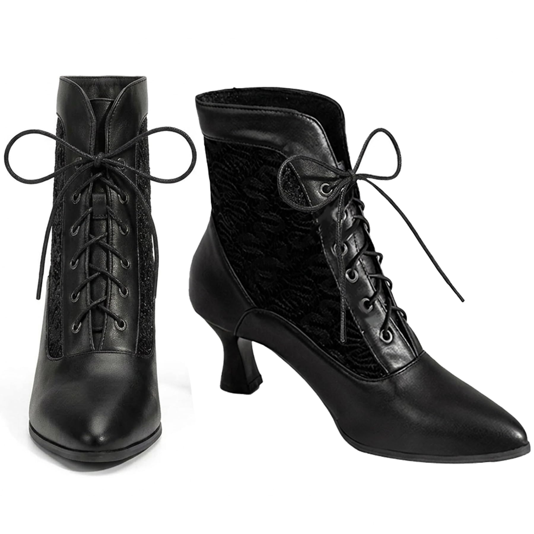 Women Vintage Victorian Boots Lace Bridal Wedding Ankle Boots
