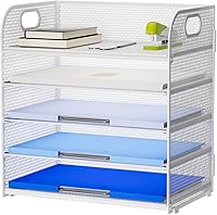 Vista 1 de Marbrasse Bandeja organizadora de papel, organizador de archivos de malla de 5 niveles con asa, organizador de escritorio clasificador de papel