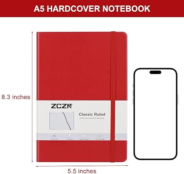ZCZN 5 Pack A5 Kraft Notebooks+ 8 Pack Lined Journal Notebooks