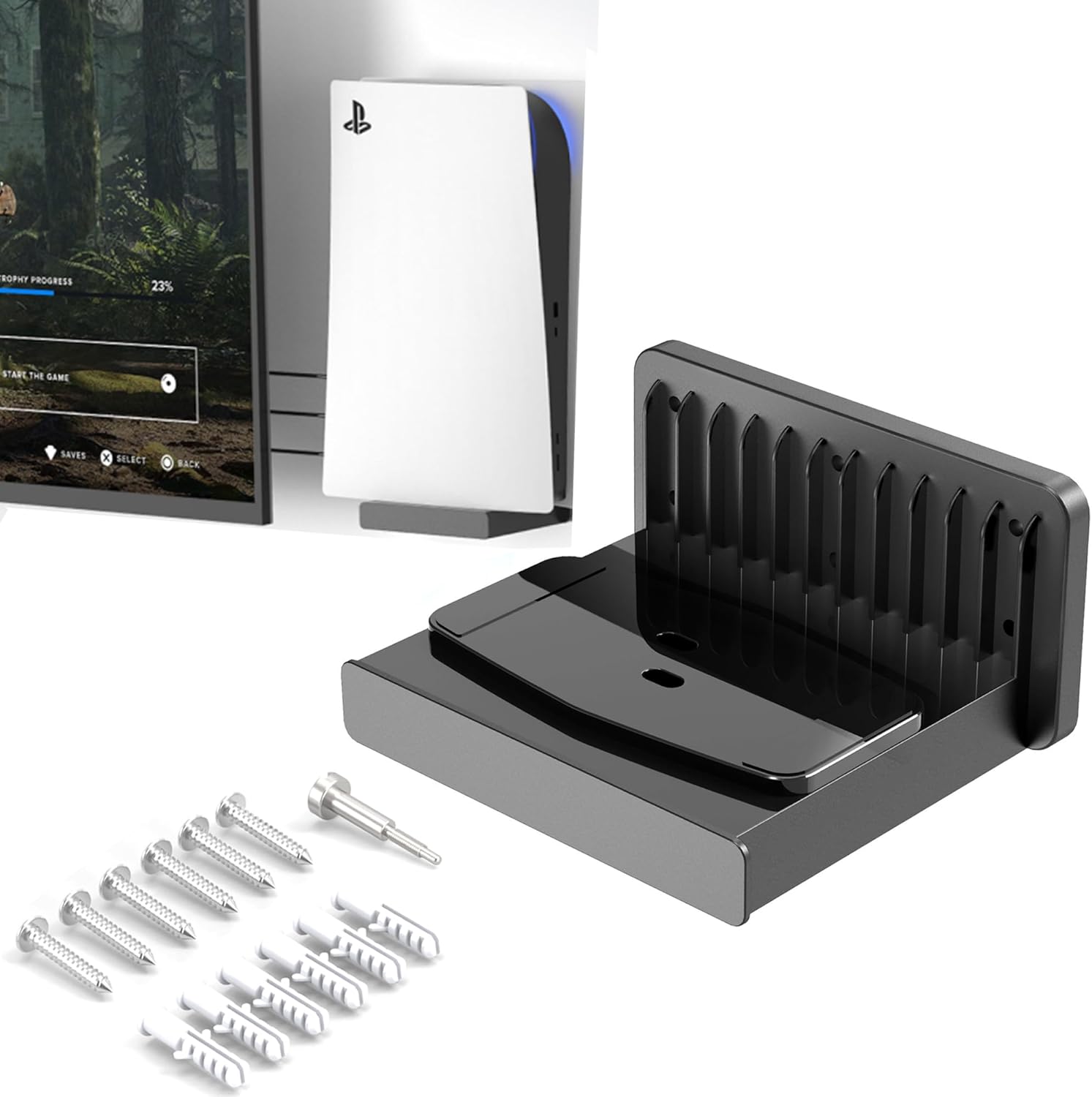 SOKUSIN Wall Mount for PS5 Wall Mount Kit Shelf for Playstation 5 on Wall Behind TV, PS5 Game