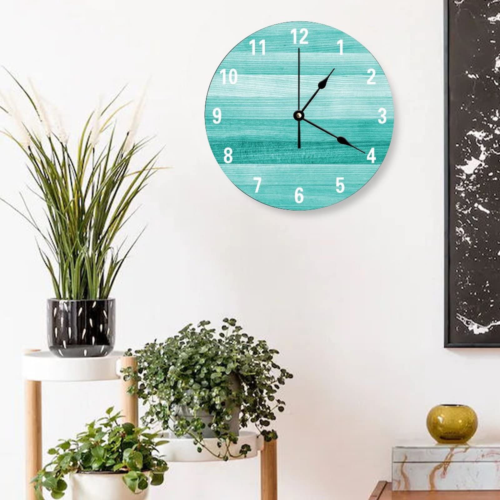 xigua Orologio da parete rotondo silenzioso con motivo a schizzi colorati, senza