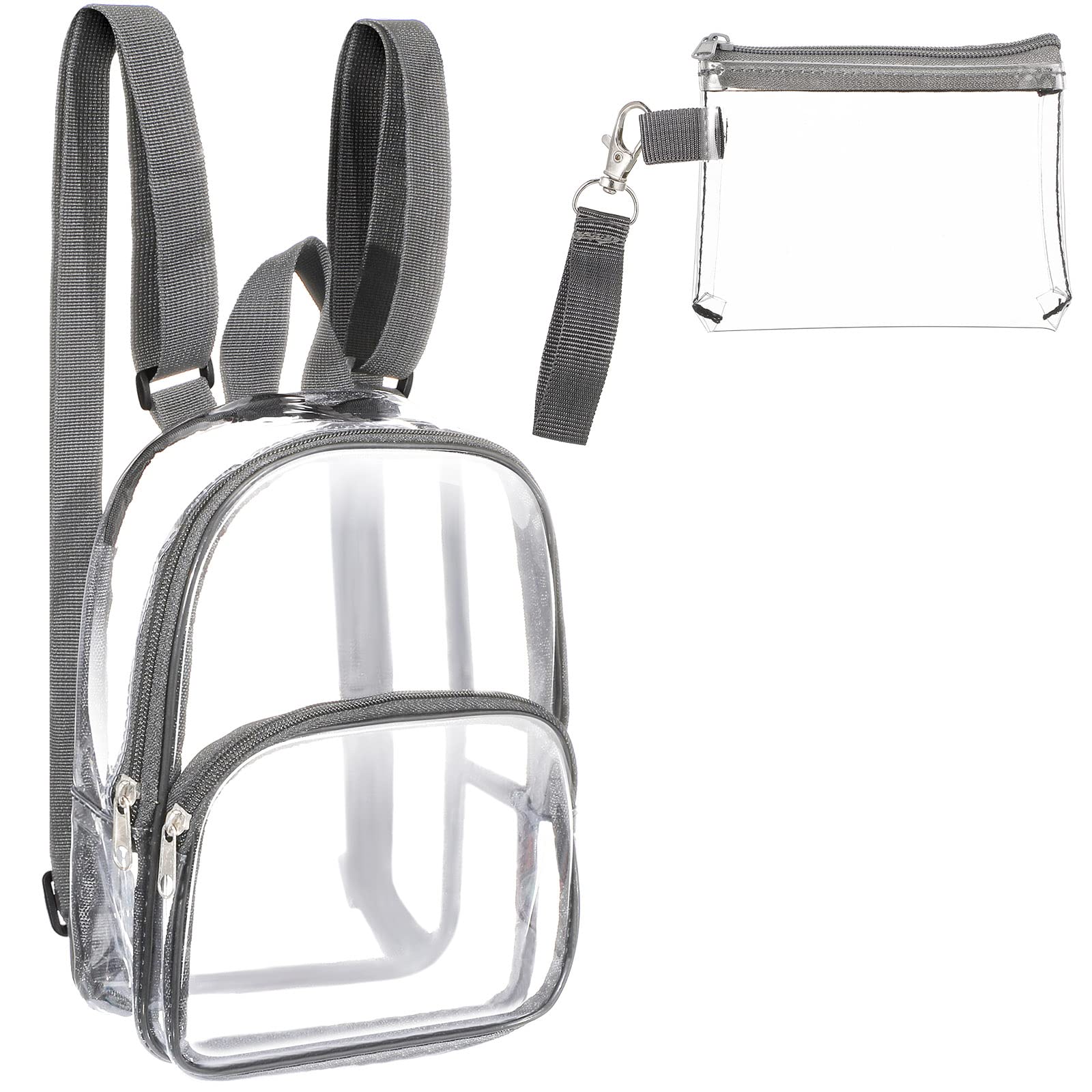 Weewooday Clear Mini Backpack Stadium Transparent Small See Through Bag with Waterproof Crossbody Concert Purse Handbag(Gray)