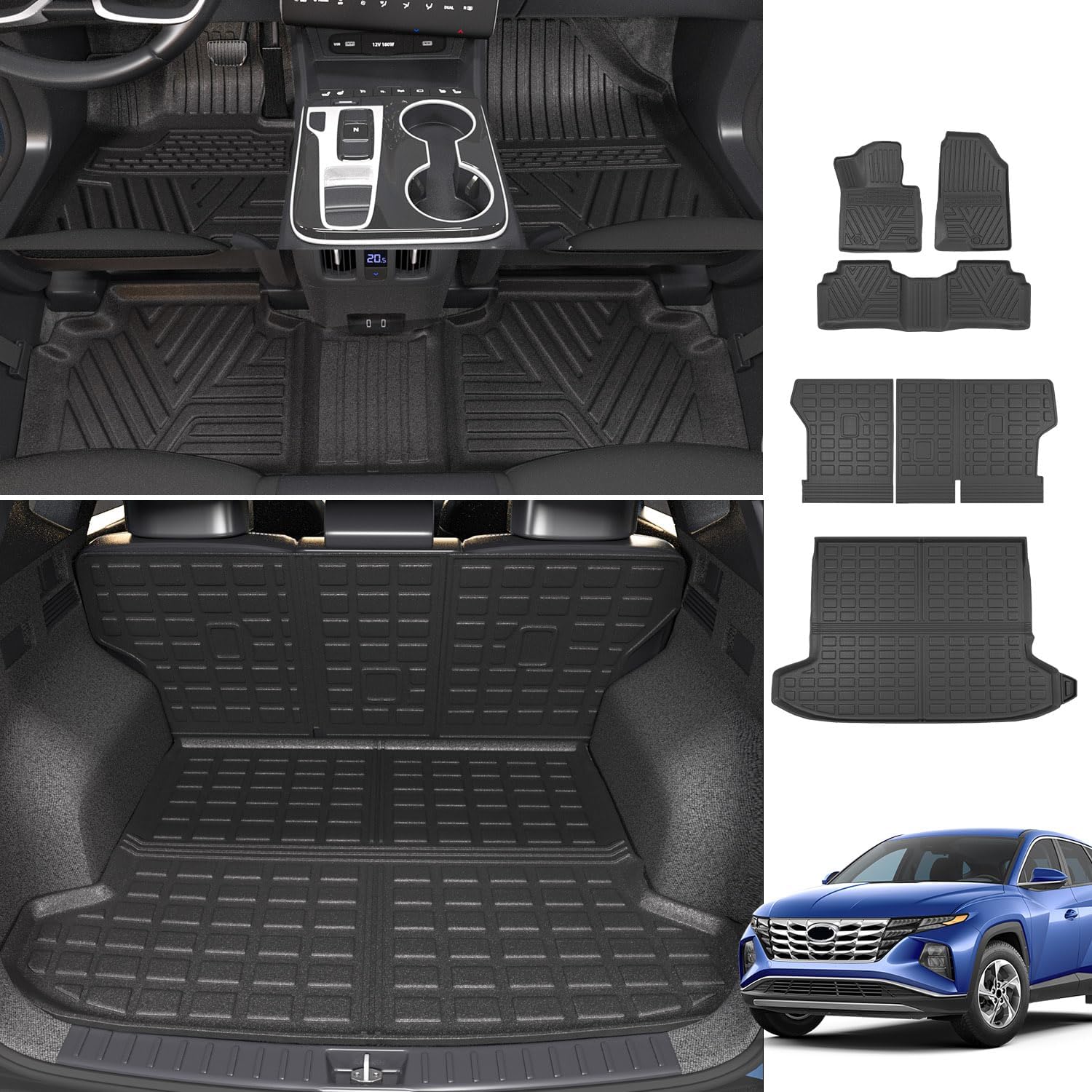 Amazon.com: Floor Mats & Trunk Mat Set Compatible for Hyundai Tucson ...