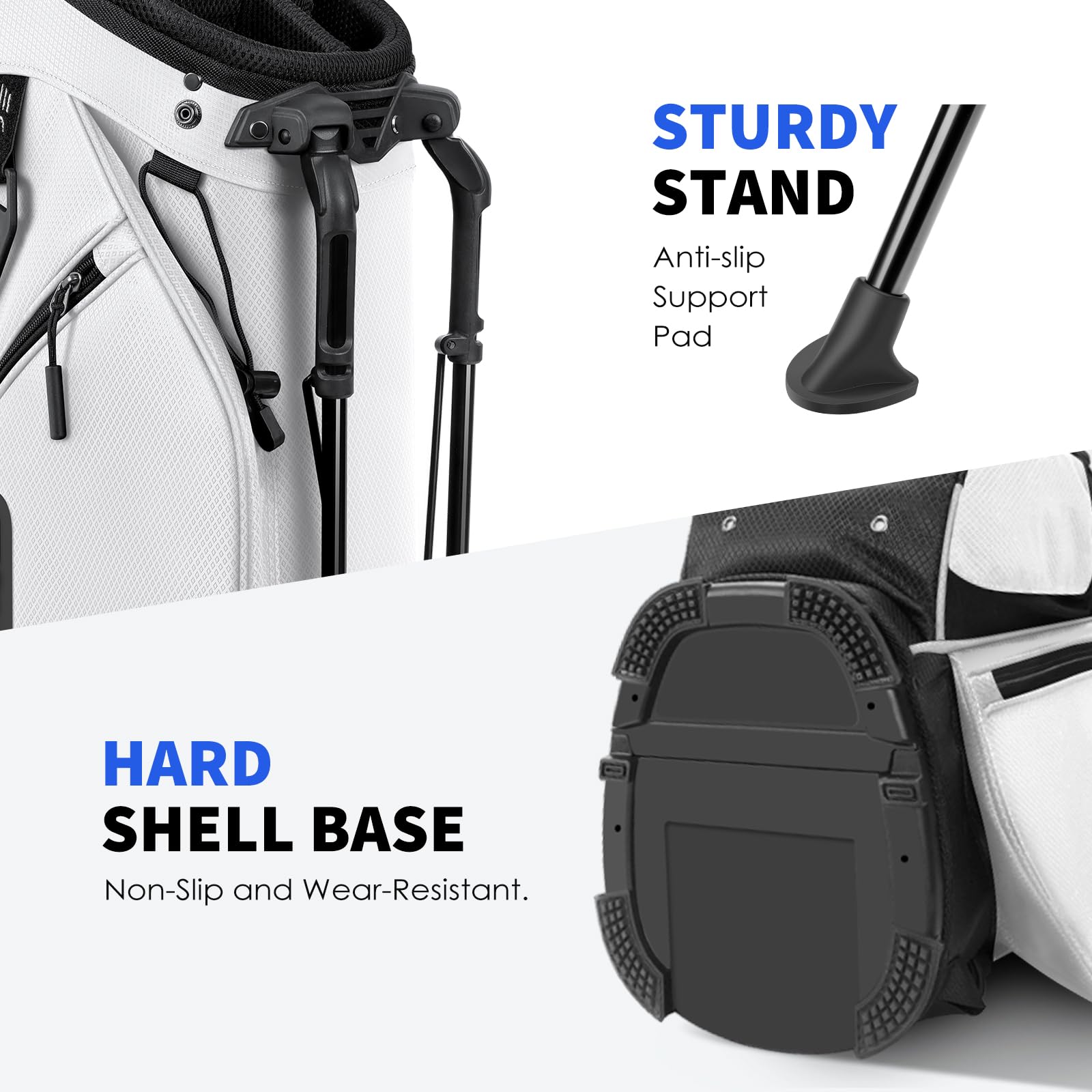 Findway Golf Standbag mit 5 Fach Unterteilung, 7'' Golfbag mit gepolstertem Doppelschultergurt, 5 Taschen, Regenhaube, Leichte Golftasche mit Ständer für Herren und Damen, Geschenk für Golfer