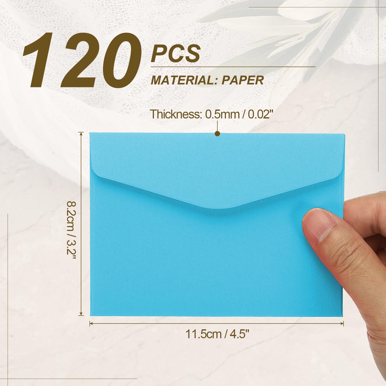 PATIKIL 120Pcs Gift Cards Envelopes, 110GSM Paper Colored Mini Envelopes Small Card Holder for Business Mailing Invitations Greeting Weddings Party, Blue, 4.5 x 3.2 Inches - Image 2