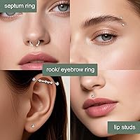 Vista 5 de D.Bella Bolas de repuesto de acero quirúrgico 316L, joyería para el cuerpo, piercing de barra, 14G, 16G, 0.118 in, 0.197 in, 0.315 in, bolas