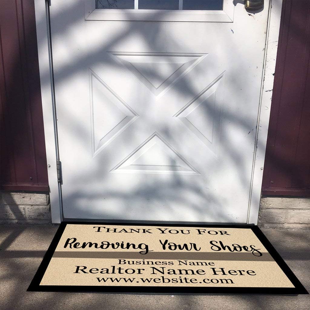VictoryStore Realtor Gifts - Custom Realtor Door Mat - Realtors Doormat 24 inches x 36 inches (Thank You for Removing Your Shoes)