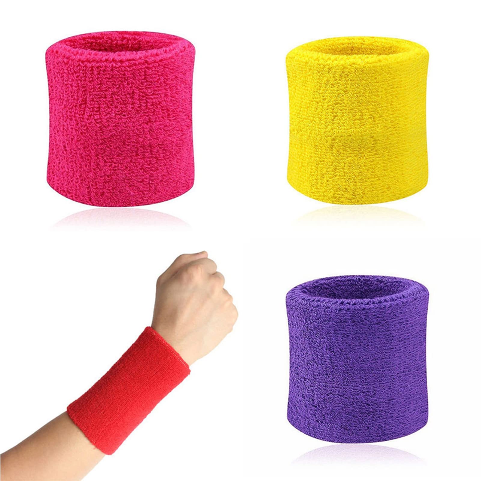 VIKY 6 fasce per il sudore del polso, per il fitness, per ragazzi e ragazze, fascia per il sudore, assorbente, per bambini, in cotone, per calcio, basket e tennis