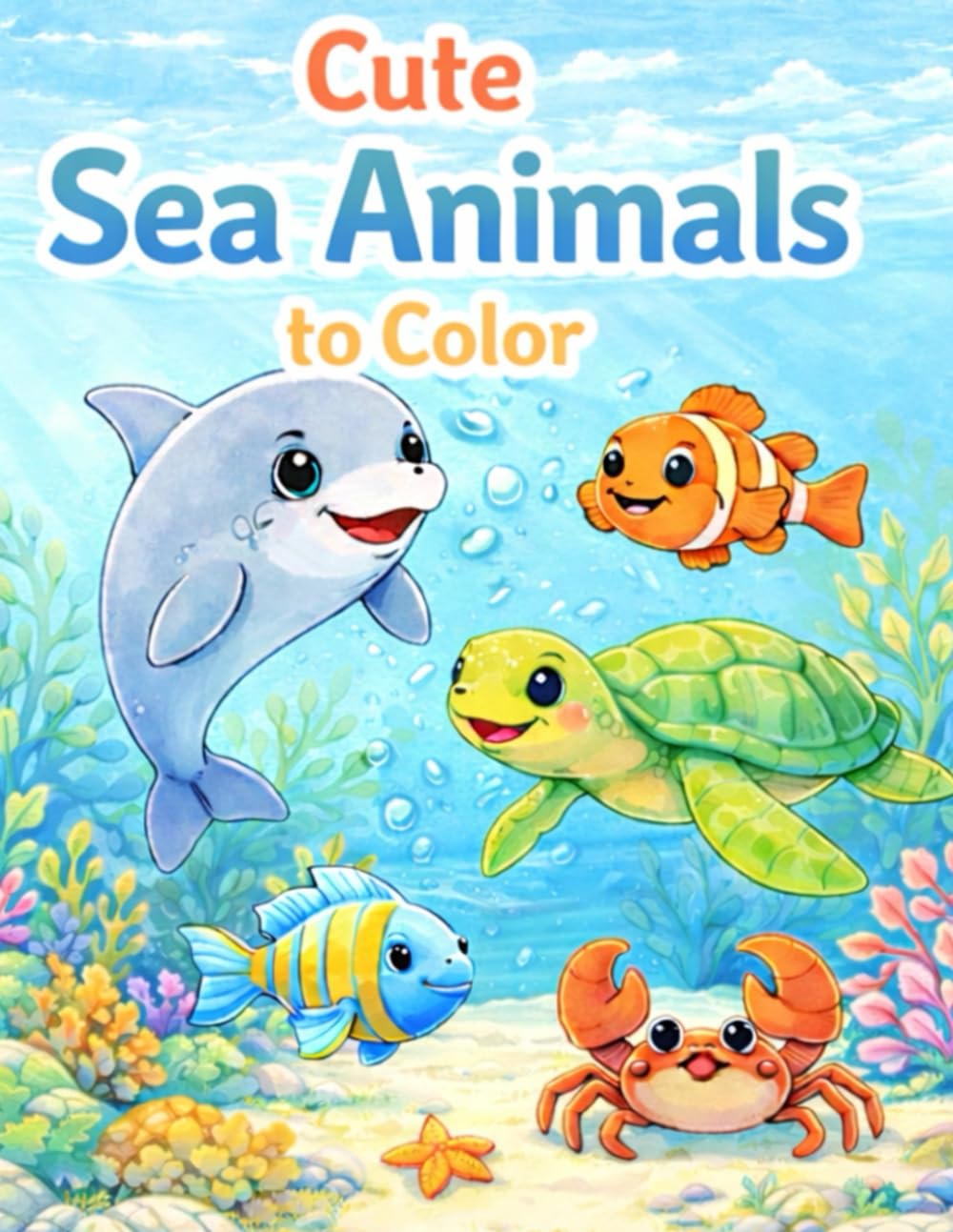 Cute Sea Animals to Color: A Fun and Relaxing Coloring Book for Kids Ages 4–8 – Cute Ocean Animals, Big Simple Designs & Stress-Free Creativity (Malbücher für Kinder 4 - 8 Jahre)