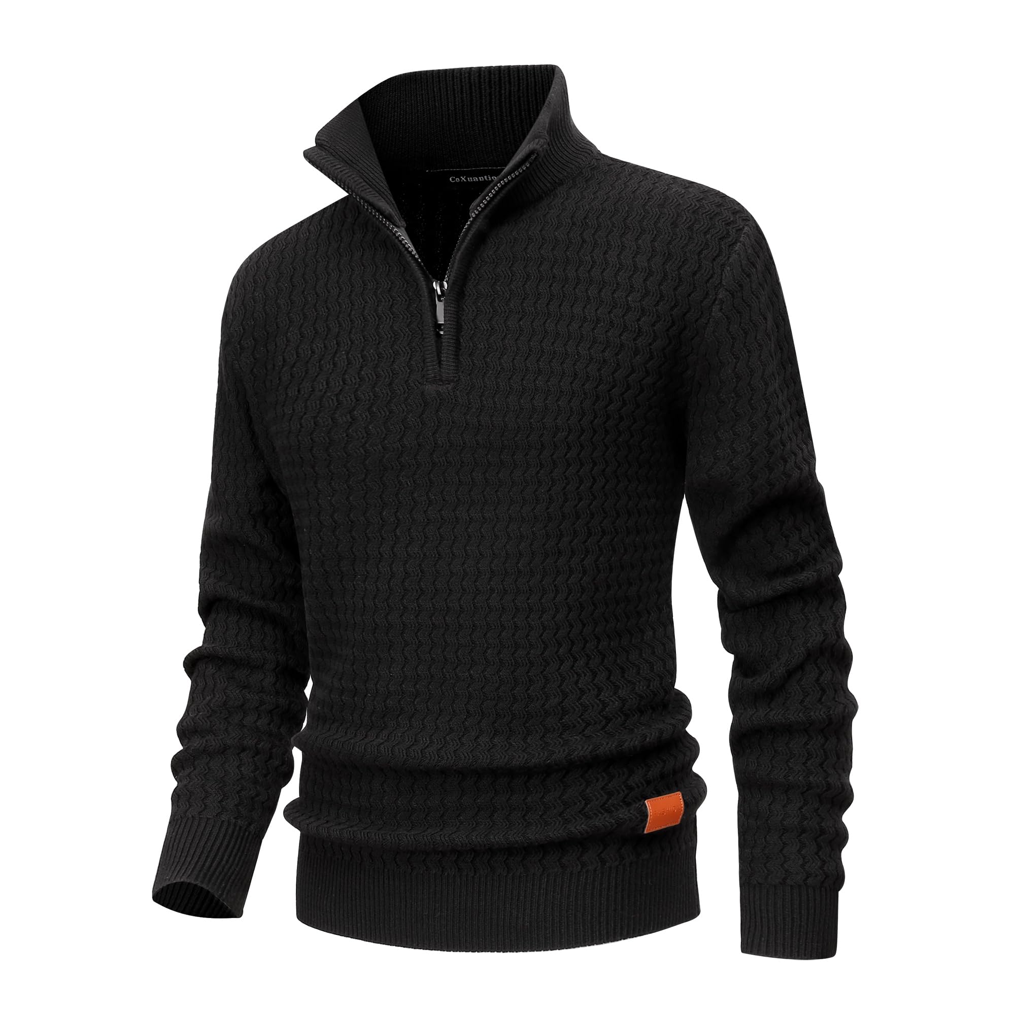 Maglione da Uomo 1/4 di Zip Collo Alto Maglioni a Righe Invernale Solido Maglione Grossa Ispessita Manica Lunga Lavorata a Maglia Slim Fit Caldo Maglia
