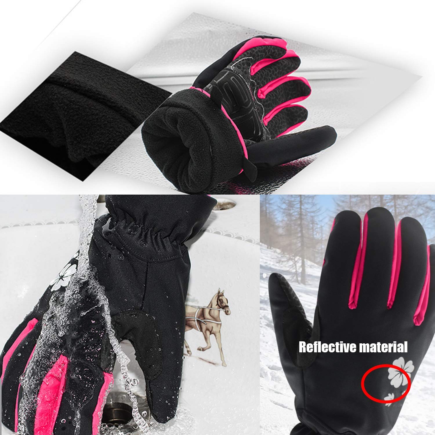 Genérico Guantes Guantes de esquí, Guantes de Nieve de Invierno más cálidos e Impermeables for Mujeres, 1 par (Color : Red, Size : S)