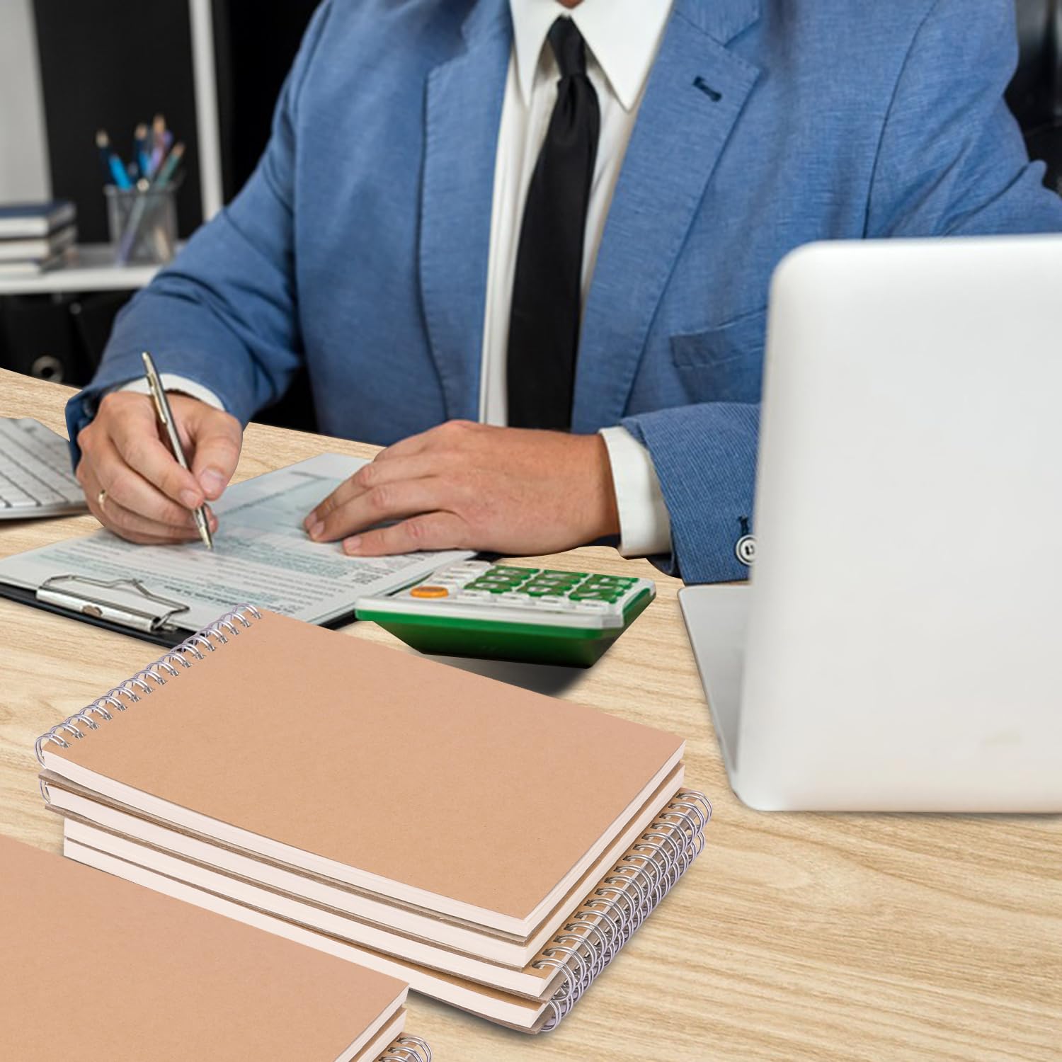IHDYPPEW Paquete de 20 cuadernos rayados en espiral con parte superior marrón, cuadernos A5 con espiral, versátiles cuadernos medianos para el trabajo, estudio y regalos, suministros de oficina,