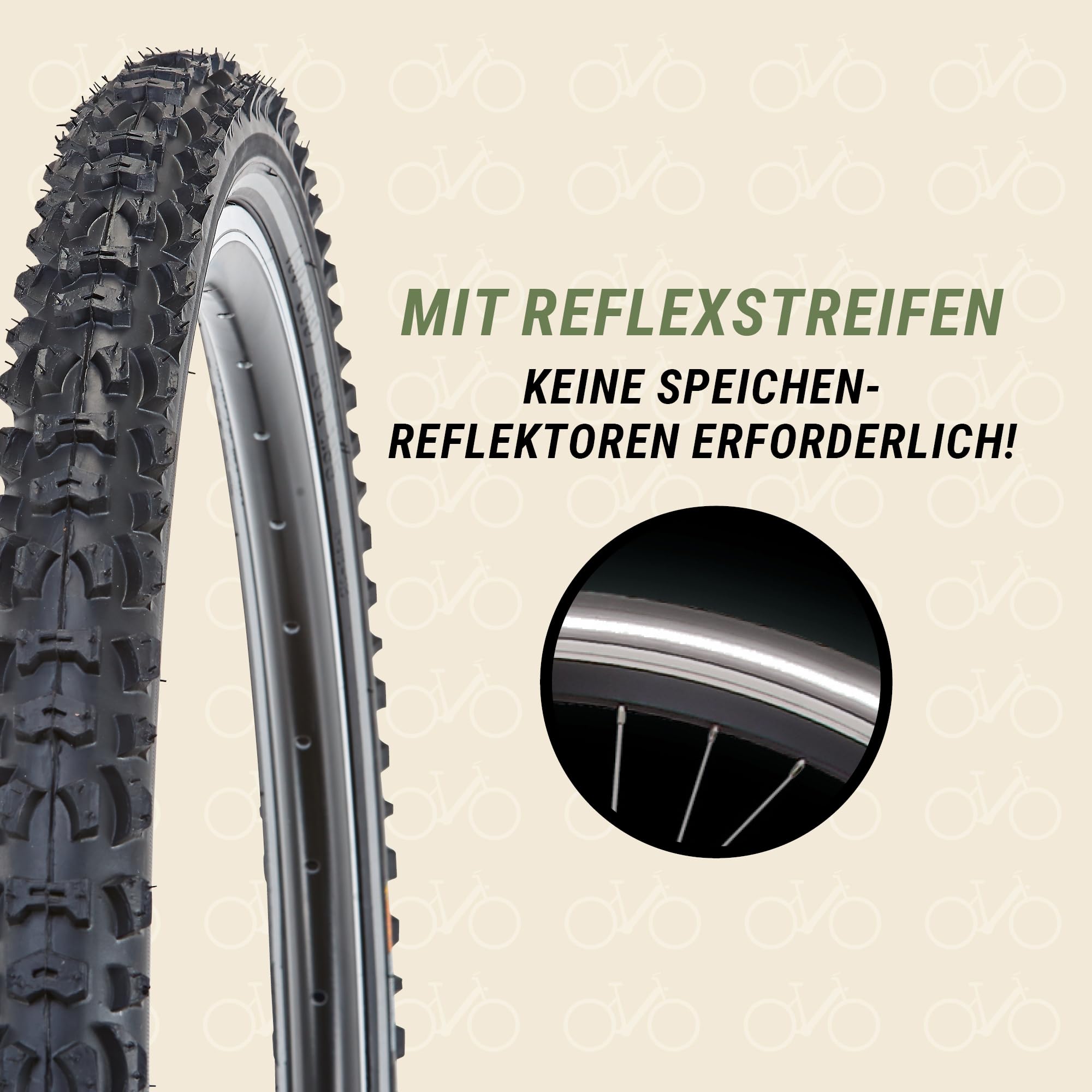 Zündapp Fahrradreifen Trekking City 2 Reifen Schwarz Reflex 26 X 1,75