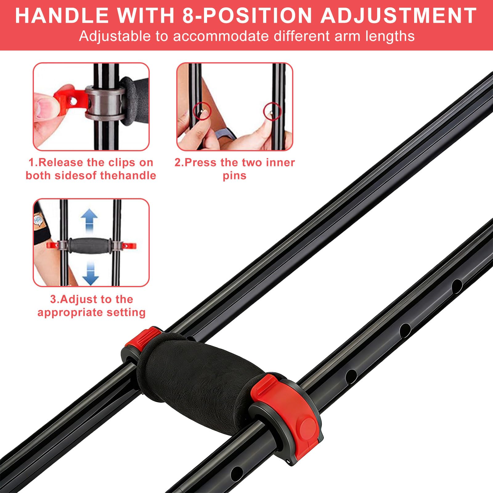 Stampelle per ascelle, stampelle, supporto per avambracci, portata: 150 kg, leggero stampelle in alluminio con avambraccio morbido e poggiapolsi per disabili dopo interventi chirurgici, 1 paio