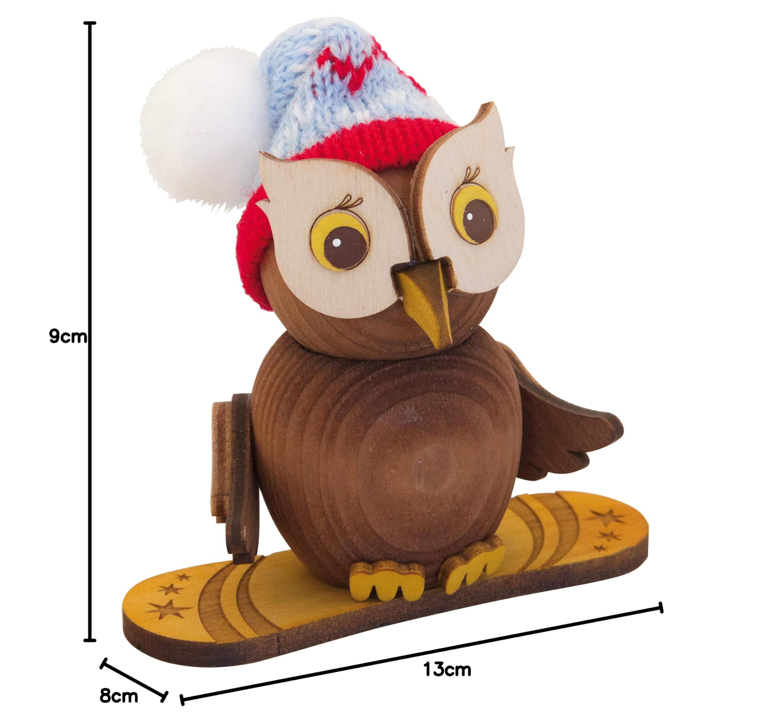 Drechslerei Kuhnert Mini Owl Snowboard - 7 cm / 2,8 Pollici