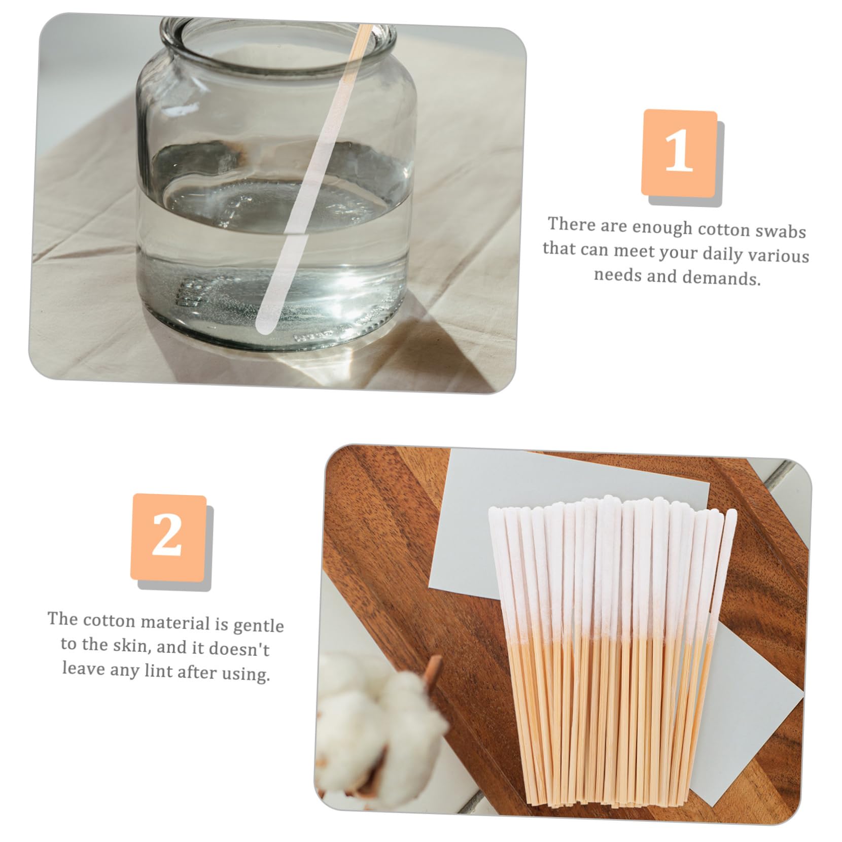 IWOWHERO 300pcs Pointed Tip Makeup Swabs Cotton Swabs for Nail Polish Tip Portable Pointy Swabs Gentle on Skin Sturdy Wooden Handle