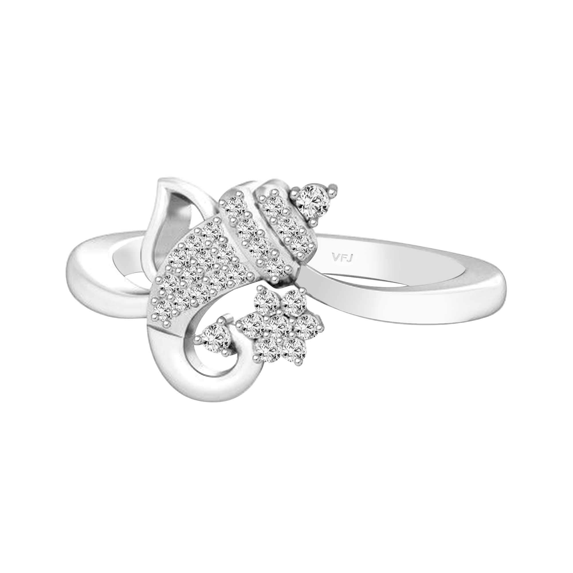 Vighnaharta Ekdant Ganesha CZ Rhodium Plated Alloy Ring for Women and Girls-[VFJ1577FRR]