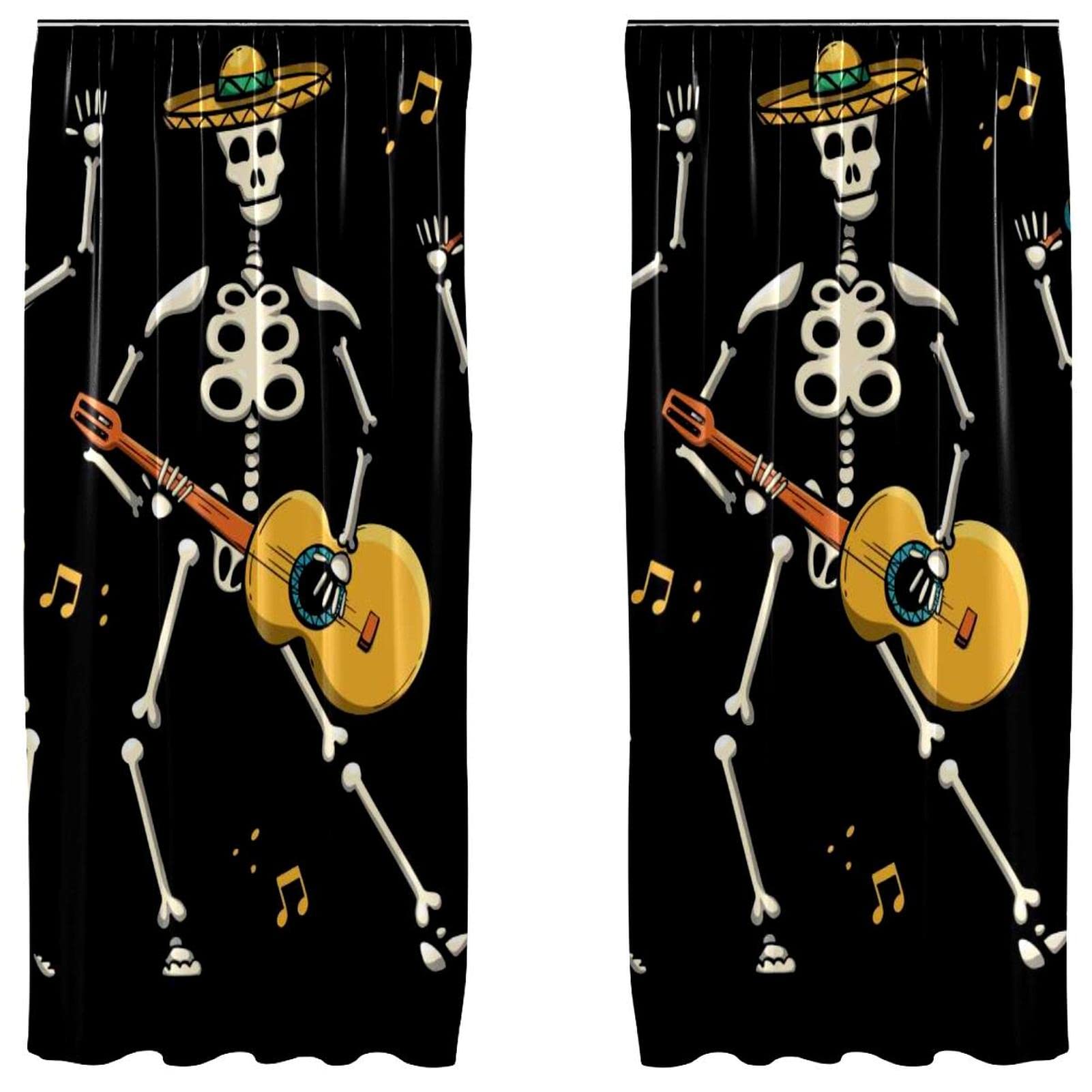 Juego de 2 cortinas para salón o dormitorio en color negro de 140x213 cm