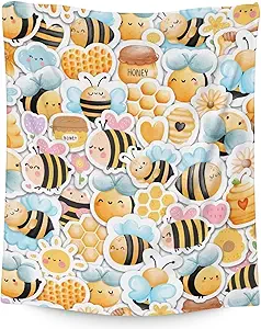 Bee Blanket Gifts, 40"x50" Cute Bee Print Throw for Women Girls, Soft Cozy Warm Flannel for Sofa Bed
