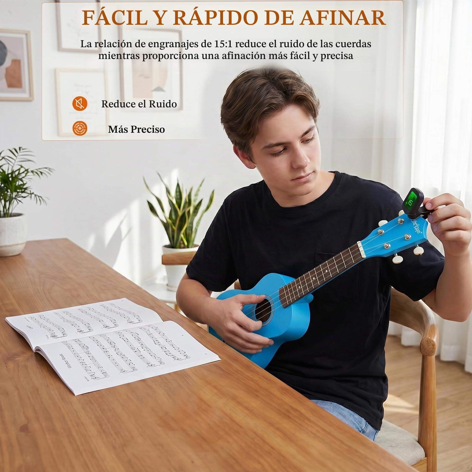 Ukelele Soprano, Principiantes Ukulele Kit 21 Pulgadas, Hawaiano Uqueleles con Bolsa, Afinador, Correa, Todo en un solo juego