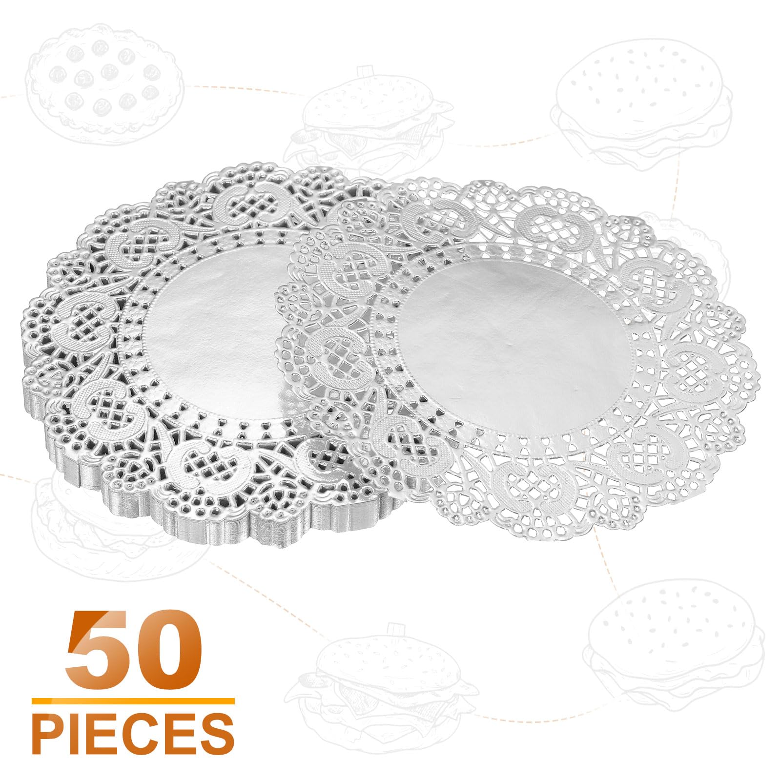 Uxcell 50pcs Lace Paper Doilies 5.5 Inch Gold Round Disposable Decorative Paper Placemats Hollow Flower Absorbing Papers Cakes Desserts Food Decorati - View #5