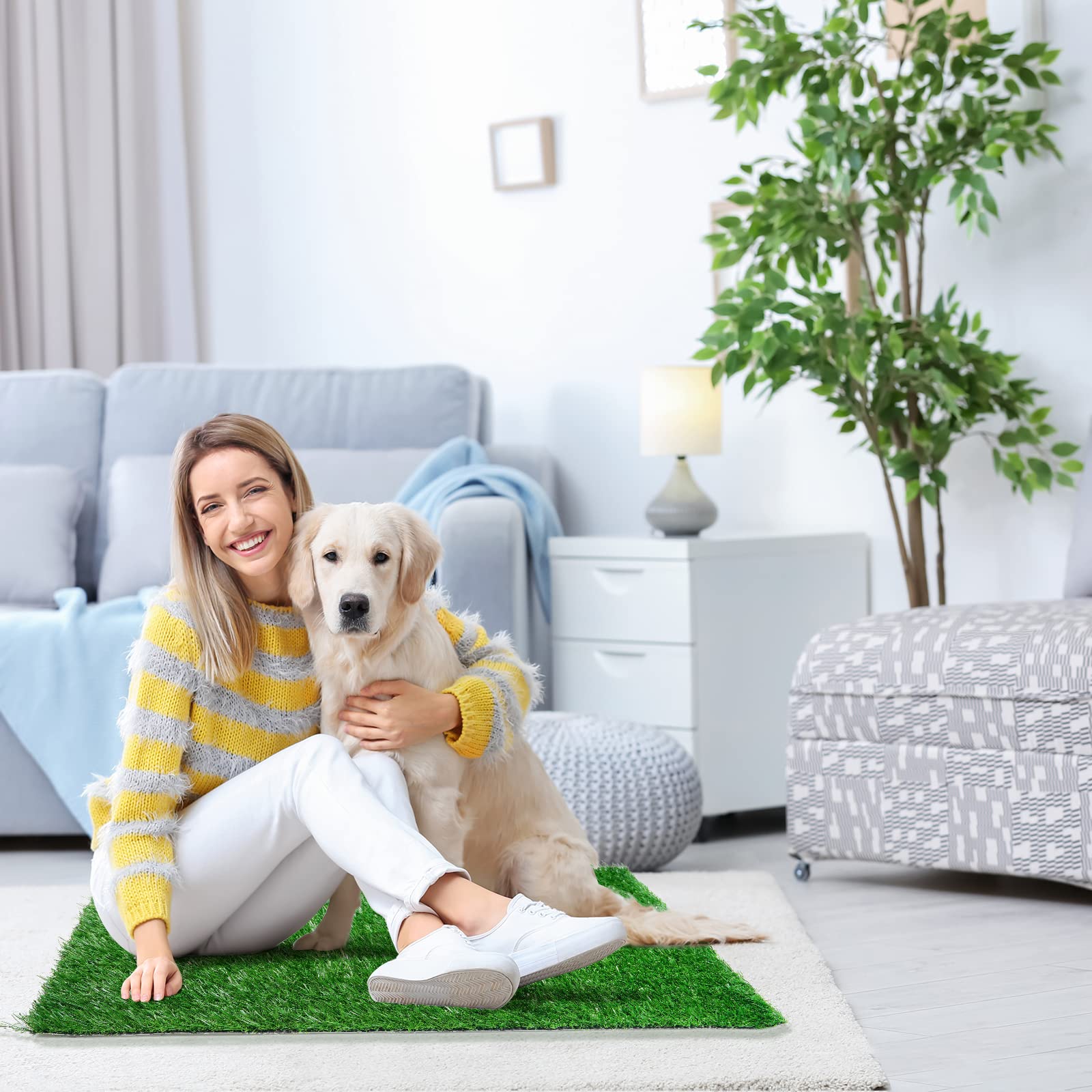 Lot de 2 bacs de gazon artificiel pour chiens - Balcon - Réutilisables - Pour petits chiens âgés et grands