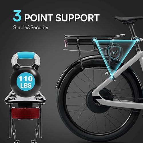 Miniatura 3 de Portabicicletas trasero, capacidad de 110 libras, de liberación rápida, con guardabarros y reflectante, soporte ajustable de aleación de aluminio