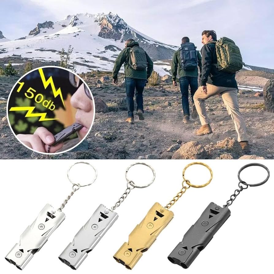 Whistle For Boat 12-Pack With Keychains - Loud Aluminum Safety Whistles For Camping/Hiking (6 Colors) Emergency Whistles