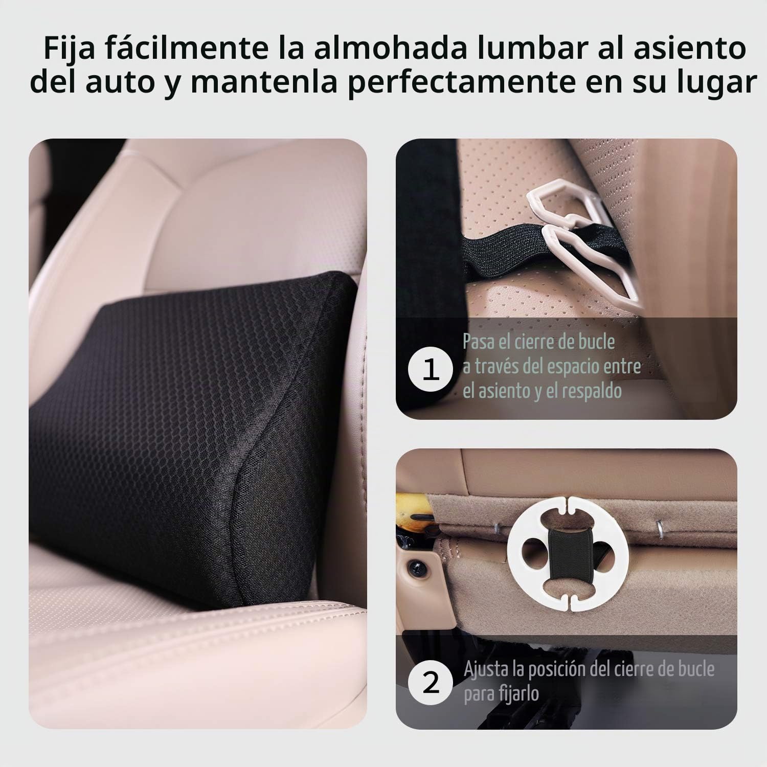 Livtribe Almohada de apoyo lumbar para coche, espuma viscoelástica, cojín de apoyo de espalda media/inferior para asiento de coche (negro)