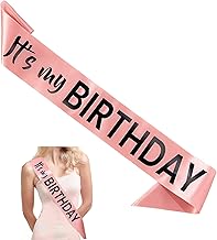 'It's My Birthday' Birthday Sash - Soft Rose Gold Satin Sash with Black Foil for Women and Men - Happy Birthday Sash for Girls, Sweet 16, 18th 21st 25th 30th 40th 50th or Any Other Bday