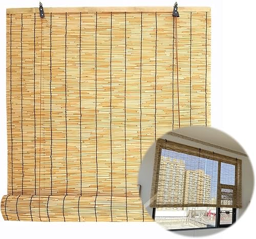 Miniatura 1 de Persianas de bambú enrollables para patio al aire libre, persianas romanas de 16, 29, 30, 33, 36, 38, 42, 45, 48, 60, 72, 78 pulgadas de ancho, sin