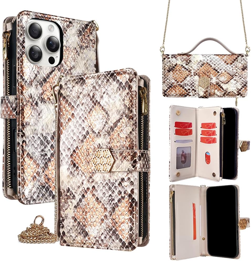 Designed for Motorola Moto G Stylus 5G (2025) Cover, Luxurious Snakeskin Pattern Portable Wristband Wallet Mobile Phone Cases, PU Leather, 1.2m Shoulder Strap, White