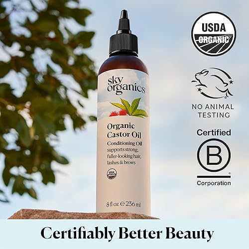 Miniatura 6 de Sky Organics Aceite de ricino orgánico para el cabello pestañas y cejas 100 puro y prensado en frío certificado USDA orgánico para fortalecer