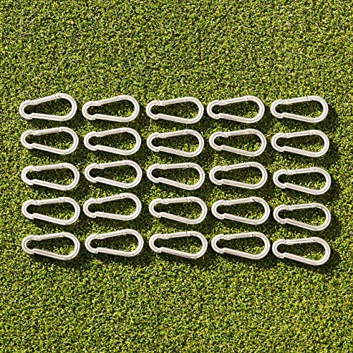 Mosquetones [Packs de 10/25/50] | Ganchos Mosquetón de Acero Galvanizado para Redes y Jaulas Deportivas | Enganche y Desganche Rápido | Clips Seguridad (Pack de 10 5x50mm)