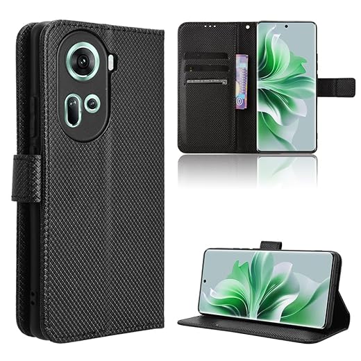 Compatible with Oppo Reno 11 5G Leather Case Cover,PU Leather flip Cover Compatible with Oppo Reno11 5G CPH2599 Case Cover Black
