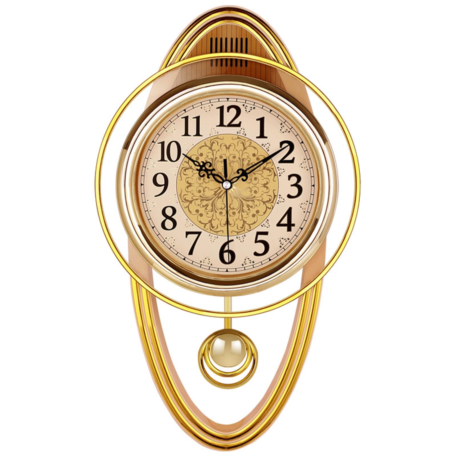 Xyueru Gold Mantel Clock, Antique With Swinging Pendulum, Fireplace Clock For Living Room, Kitchen, Office & Shelf Décor(,46 * 27Cm)