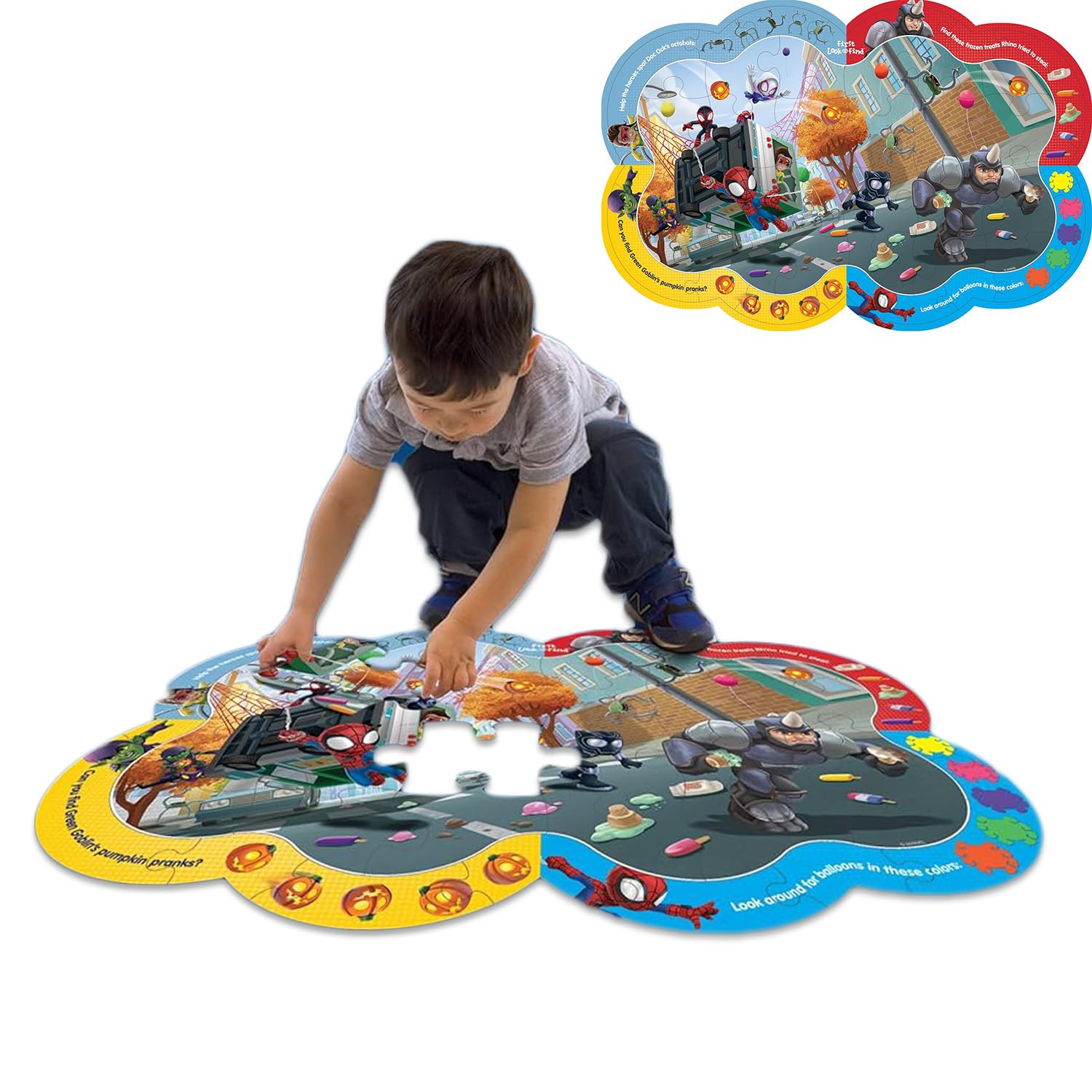 Spidey and His Amazing Friends Bodenpuzzle Set - Bundle mit 40 Teilen Spidey Floor Puzzle, Look und Freund Buch, Stickern, mehr | Spidey and Friends Puzzle für Kinder, Kleinkinder