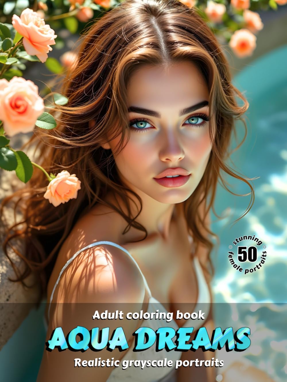AQUA DREAMS – Adult Coloring Book | Realistic Grayscale Portraits | Stunning female water portraits to color: English Edition (Colorful Adventures)